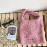 Plush Shoulder Bag Winter Cartoon Handbags Cute Face